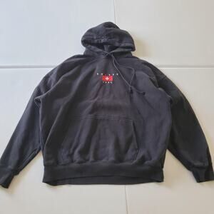 Black Hooded Sweatshirt with Red Logo - Women Tops